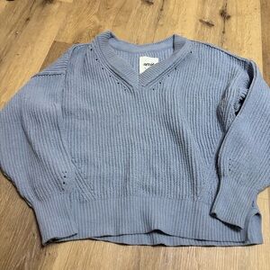 Aerie oversized knit Light Blue V-Neck Sweater size S NWT